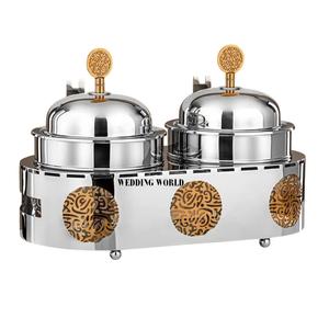 Marmite en acier inoxydable de qualité supérieure, design arabe, fabrication artisanale, casserole brillante polie, chauffe-plats en métal design - Product Image 1