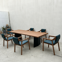 Ensemble de table et chaises de salle à manger en teck massif pour l'extérieur, résistant aux intempéries, pour projets d'hôtels, de resorts et de patios