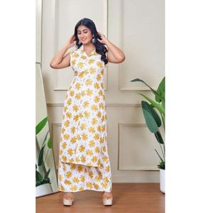 ชุดคุर्ติผ้าฝ้ายพิมพ์ลายแบบไม่มีแขนสไตล์โมเดิร์นสำหรับผู้หญิง เหมาะสำหรับงานแต่งงาน เทศกาล อีด และงานปาร์ตี้ - Product Image 6