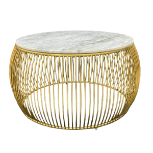 Mesa de centro de metal y mármol con forma de Escudero antiguo y moderno, mesa auxiliar de lujo Vintage para sala de estar, técnica chapada - Product Image 6