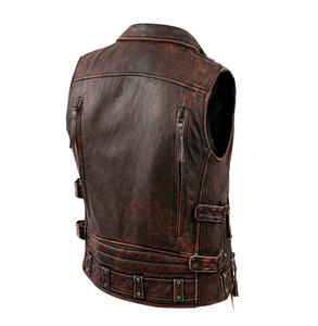 Nouveau look, design personnalisé, gilet en cuir élégant pour homme, texture lisse, coupe chic, voyages, événements, balades à moto, usage quotidien, gilet en cuir - Product Image 2