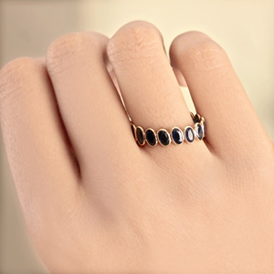 Real piedras preciosas 18k oro diseño de boda diamante anillo anillos boda banda oro azul de compromiso de zafiro, anillo de banda bien proveedor de joyas - Product Image 3