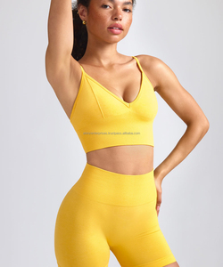 Haute qualité femmes sans couture Yoga Gym porter Sexy décontracté course Yoga ensemble taille élastique fermeture haut soutien respirant caractéristiques - Product Image 3