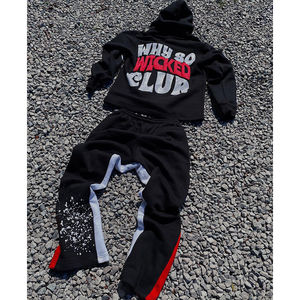 Sudadera con capucha y cremallera de algodón de alta calidad para hombre, chándal con cremallera inferior, conjunto de dos piezas con estampado personalizado de talla grande para primavera OEM - Product Image 2