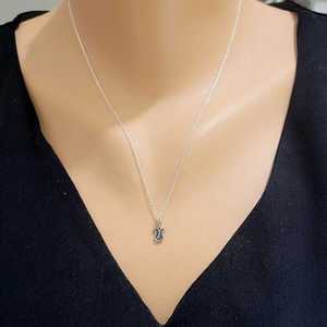 Collar de Tulipán de Plata de Ley 925 con Baño de Oro de 14K, Cadena de Eslabones Religiosa Vintage con Diamante y Perla Principal para Compromiso - Product Image 1