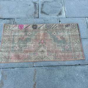 Alfombra Turca de 1.5x3 pies, Alfombra, Alfombra Gris a Rayas de Lana - Product Image 3