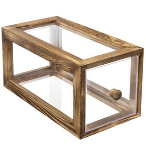 Caja de pan de madera Nueva llegada para utensilios de cocina con cajón acrílico Caja de pan de madera con acabado natural de la India a precio mayorista - Product Image 4