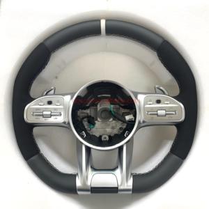 Volante in carbonio mezza pelle nera traforata per Mercedes benz W213 C238 W463 W464 W222 C217 <span class=keywords><strong>CLS</strong></span> <span class=keywords><strong>C257</strong></span> W205 C63 AMG Models - Product Image 3