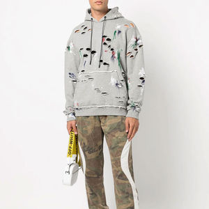 Pullover Streetwear Distressed <b>Hoodie</b> Heavyweight Custom Cotton Blended <b>Trendy</b> Distressed <b>Hoodie</b> - Product Image 2