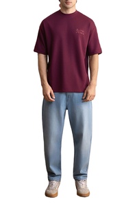 T-shirt uni haut de gamme pour hommes, en coton, col rond, manches courtes, décontracté, basique, couleur unie, design minimaliste avec logo, confortable, tissu doux - Product Image 2