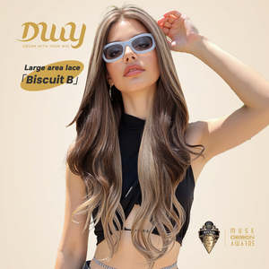 Perruque Body Waves 136 pour femmes, ondulations lâches, mèches blondes marron foncé, longue, avec filtre Biscuit-DWY, dentelle de haute qualité - Product Image 1