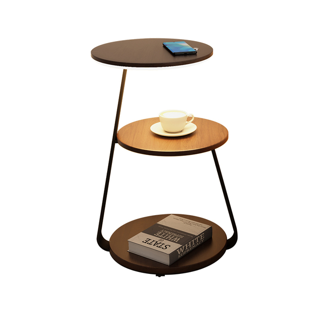 Modern Minimalist LED Floor Lamp for Living Room and Bedroom Small Style with Table Storage Bucket Metal Shade