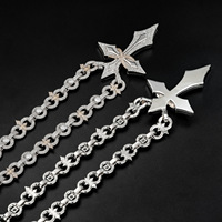 Herren Kubanische Gliederkette mit Funkelndem CZ-Kreuzanhänger Statement Hip-Hop-Schmuck Schneller Versand und Individuelle Verpackung