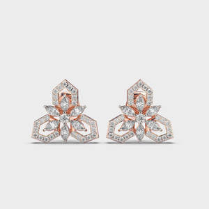 Luxury Lab Grown Diamond Flower Stud <b>Earrings</b> 14K Rose/White/Yellow <b>Gold</b> Prong <b>Set</b> 0.58ct Rhodium Plated - Product Image 5