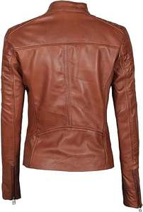 Chaqueta de cuero genuino de piel de vaca para mujer, ropa de invierno para niña, chaqueta de cuero estilo motorista para mujer, abrigos con bolsillos naturales - Product Image 2