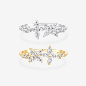 Mariposa Marquesa corte Floral o patrón de mariposa joyería hecha a mano laboratorio cultivado diamante 10K oro sólido declaración anillo regalo para ella - Product Image 1