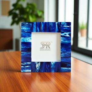 Dark Blue Rustic Handmade Bone Inlay for Photo <b>Frame</b> Stylish Tabletop Office Modern Living Room Decor Customizable - Product Image 3
