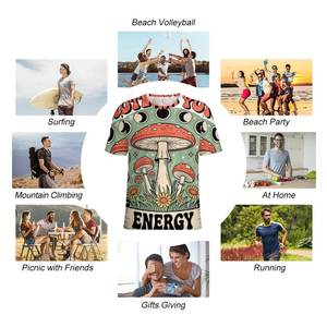 T-shirt décontracté en tricot à œillets, imprimé intégral, design personnalisé - Product Image 6