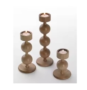 Ensemble de 3 bougeoirs votifs en bois élégants Produit le plus vendu Ensemble de piliers de bougies décoratifs écologiques Bougeoirs en bois de manguier - Product Image 3