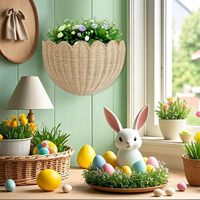 Panier mural en rotin durable, style vintage oriental, écologique et durable, fabriqué au Vietnam – Idéal pour la décoration de Pâques – Vente chaude