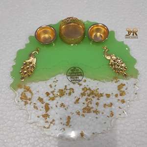 Plato Decorativo de Resina Epoxi Ecológica para Puja, Plato de Puja para el Festival de Diwali, Rituales del Templo en el Hogar, Regalos, Adoración Festiva - Product Image 2