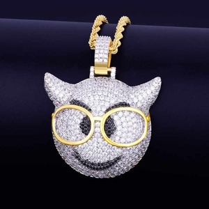 Lujo 18K oro 925 Plata pequeño diablo cara colgante Iced Out Moissanite Hip Hop estilo collar encantos para compradores al por mayor - Product Image 5