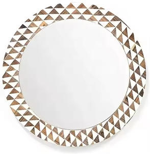 Crescent Crafts-Miroir moderne écologique fait main avec incrustation d'os pour la décoration murale ou intérieure - Product Image 3