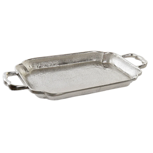 ถาดเสิร์ฟโลหะตกแต่งแฮนด์เมดร้านอาหารโรงแรมถาดเสิร์ฟรูปทรงสี่เหลี่ยมพร้อมที่จับด้านข้าง - Product Image 1