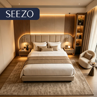 Ensemble de chambre d'hôtel économique avec service complet, panneau mélaminé, livraison rapide, tête de lit en PU, surface anti-rayures