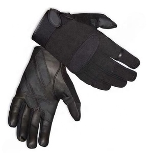 Guantes tácticos de cuero de supervivencia al aire libre negros con guantes de manejo protectores de goma - Product Image 2