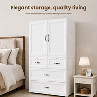 Armoire de rangement en plastique de 75 cm de large, organisateur de vêtements, armoire à tiroirs, penderie avec tringle, unité de rangement domestique