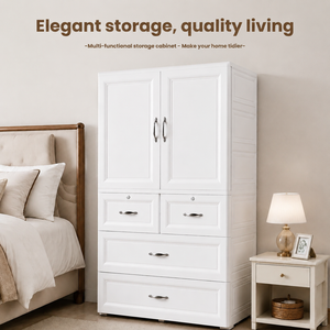 Armadio <span class=keywords><strong>in</strong></span> <span class=keywords><strong>Plastica</strong></span> Largo 75 cm con Cassetti e Barra Appendiabiti, Organizzatore <span class=keywords><strong>per</strong></span> Vestiti, Unità di Stoccaggio Domestica - Product Image 3