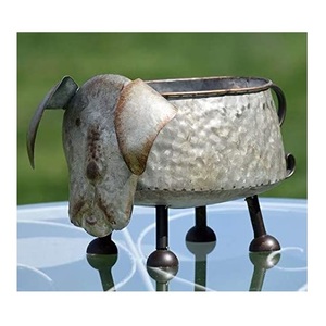 Maceta decorativa con diseño de perro Animal galvanizado de Metal de granja, maceta decorativa y maceta para decoración del hogar - Product Image 1