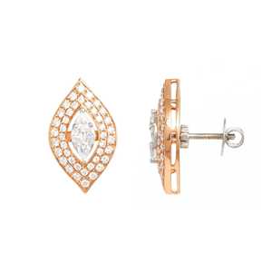 Élégantes et luxueuses boucles d'oreilles clous en or 18 carats avec diamants de couleur EF et clarté VVS1, certifiées SGL LAB et marquées BIS - Product Image 2