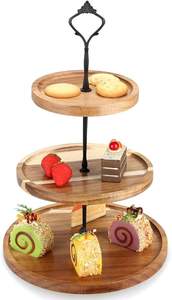 ชั้นวางเค้กไม้เนื้อแข็งสองชั้นทรงสี่เหลี่ยมผืนผ้า ดีไซน์ทันสมัย ทนความร้อน คุณภาพสูง สำหรับทำเค้ก - Product Image 3