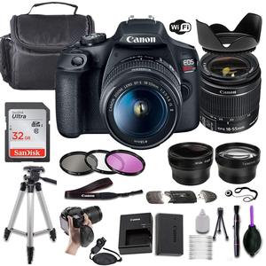 กล้องดิจิตอล DSLR พร้อมเลนส์ EF-S 18-55 มม. มุมกว้างและเทเลโฟโต้ ประเภทสินค้าพกพา - Product Image 1