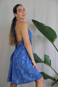 Maxi vestido estampado bohemio ecológico mangas de campana asimétricas elegante de alta calidad para fiesta en la playa ropa de calle Tie Dye Natural - Product Image 2