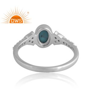 Bague en argent sterling 925 avec topaze blanche et turquoise de l'Arizona plaquée palladium, design unique, bijoux personnalisés pour femmes - Product Image 2