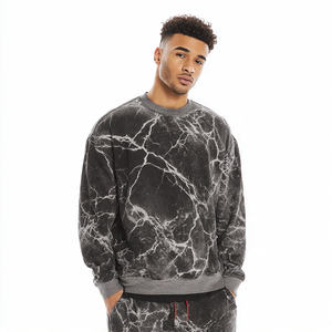 Drop Shoulder Embroidered Oversized Distressed <b>Sweatshirts</b> Men's Fleece Winter Streetwear - Product Image 6