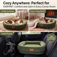 Lit Orthopédique Moderne et Classique en Velours Côtelé Rayé, Lavable et Personnalisable, avec Mousse à Mémoire de Forme, pour Chien et Chat – Chaud, Protecteur et Écologique – Offre Spéciale