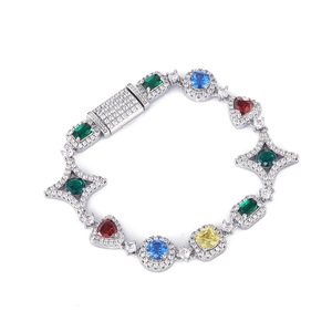 Bracelet chaîne à maillons <span class=keywords><strong>en</strong></span> pierres précieuses multicolores CZ pour hommes et femmes, bijoux géométriques couleur or blanc, <span class=keywords><strong>en</strong></span> stock pour les vendeurs <span class=keywords><strong>en</strong></span> <span class=keywords><strong>ligne</strong></span> - Product Image 6