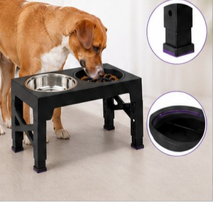 PAWFECT Durable Adjustable Collapsible Lightweight Portable 2-in-1 <b>Elevated</b> <b>Dog</b> Cat Bowl Stand Plastic Stainless Steel Slow - Product Image 2