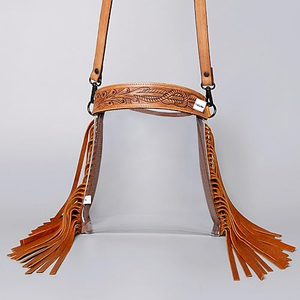 Bolso transparente con flecos de cuero tallado a mano, bolso elegante, multiusos, Color turquesa para mujer, multiusos - Product Image 5