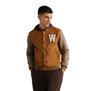 Chaqueta Varsity de Gamuza de Lujo para Hombre, Reversible, Cortavientos, Transpirable, Estilo Urbano, con Logotipo Bordado en Chenille Personalizado - Product Image 1