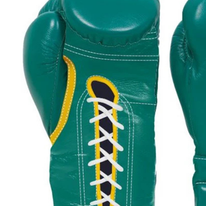 Winning <b>Lace</b> Up Boxing <b>Gloves</b> Green Gold Genuine Leather Professional Fight Training Sparring <b>Gloves</b> 8oz 10oz 12oz 14oz 16oz - Product Image 4