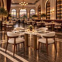 Chaise de restaurant italienne commerciale avec table en marbre pour hôtel, café, bistrot, ensemble de mobilier de restaurant
