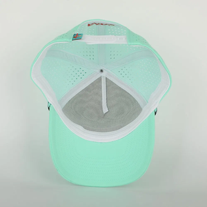 Gorra de béisbol de Golf de 5 paneles personalizada VN, logotipo de parche de goma de PVC, agujeros cortados con láser, etiqueta de cuerda de cierre de plástico trasera impermeable - Product Image 6