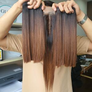 Pièce gratuite pour closure en dentelle HD, mèches Remy vierges brutes de donneur unique, tissage double machine, ondulation naturelle profonde, orange gingembre - Product Image 2