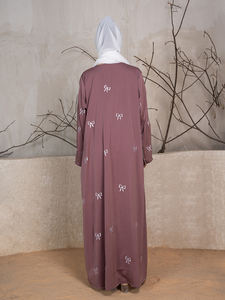 Modeste luxe vêtements islamiques 2025 EID Ramadan nouvelle fleur fermée broderie rose Abaya femmes robe musulmane - Product Image 2