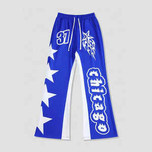 กางเกงวอร์มขากว้างสำหรับผู้ชายกางเกงขาบานกางเกงคาร์โก้กางเกงขาบานแบบมีกระเป๋ากางเกงดีไซน์ตามสั่งสำหรับเด็กผู้ชาย - Product Image 1